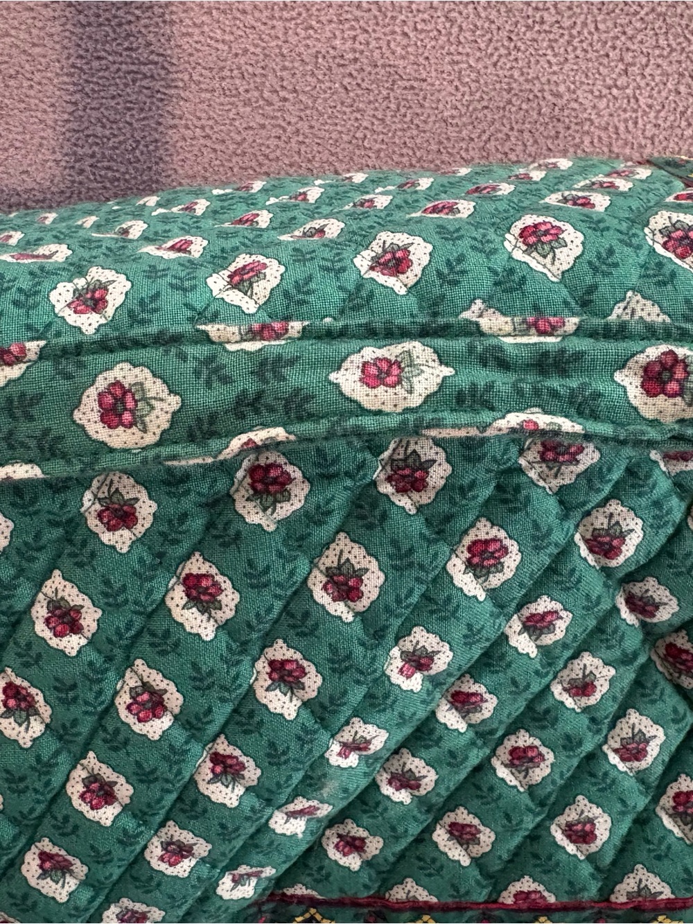 Vera Bradley Green Quilted Shoulder Bag with Multicolor Accents - Picture 10 of 13